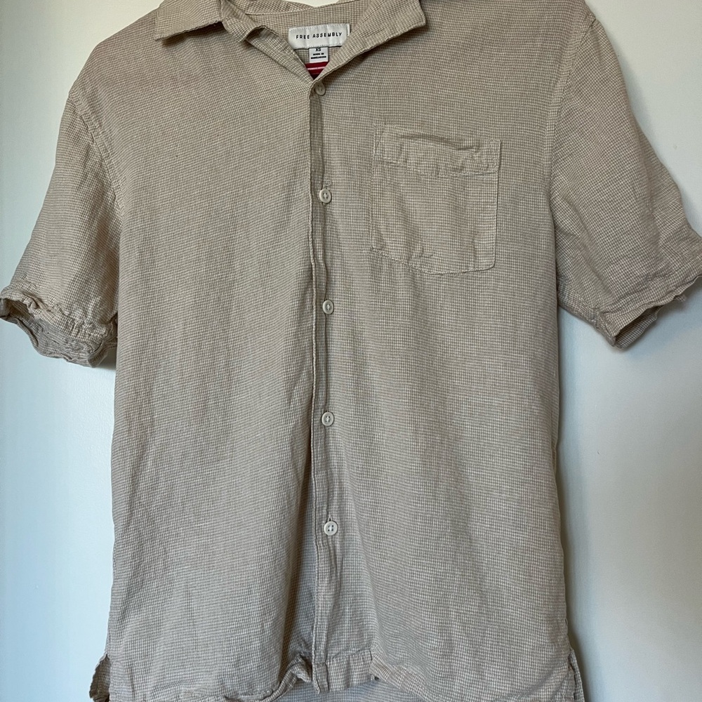 Kids Casual Beige Button Down Free Assembly